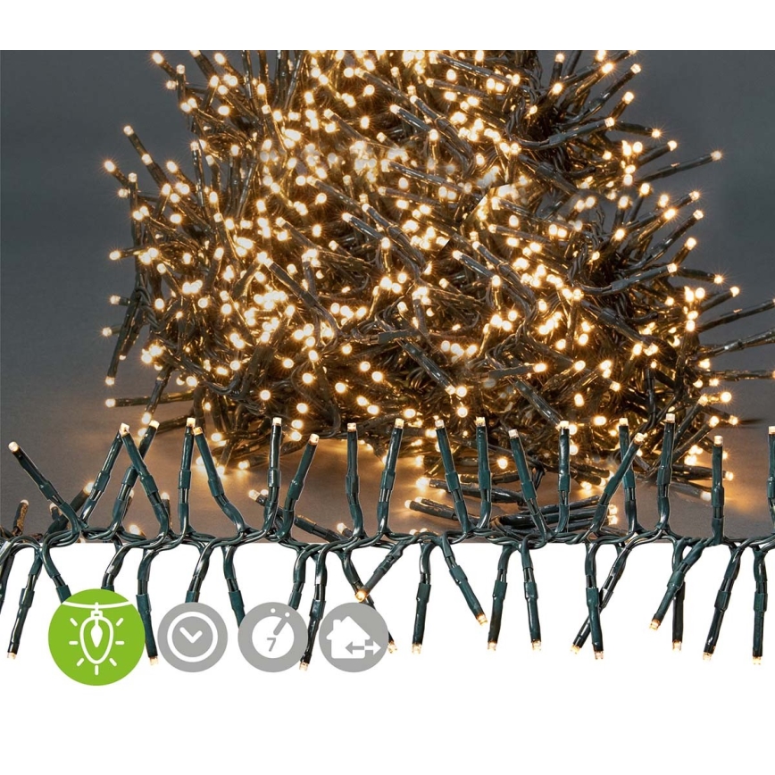 LED udendørs julelyskæde 1512xLED/7 funktioner 14m IP44 varm hvid