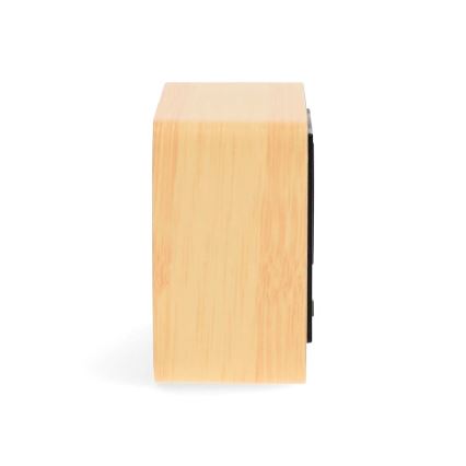 Digitalt vækkeur med LED-display og indbygget termometer, 5V/3xAAA, træ