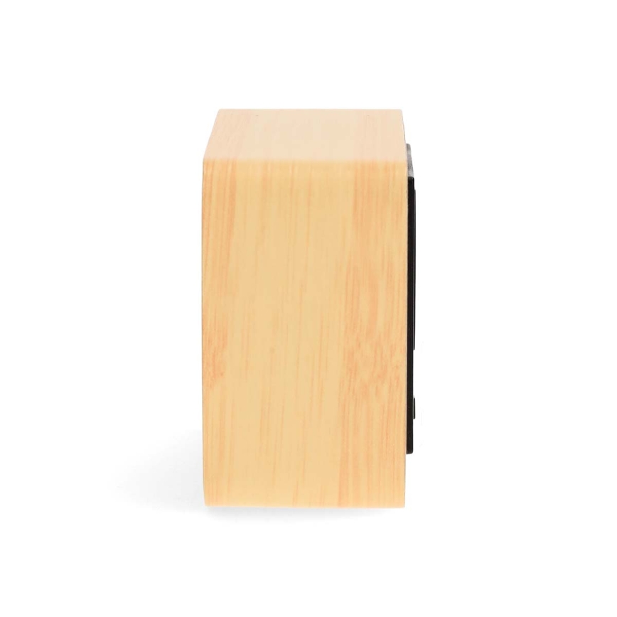 Digitalt vækkeur med LED-display og indbygget termometer, 5V/3xAAA, træ