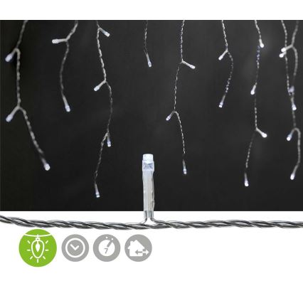 LED udendørs gardin 360 LED / 7 funktioner, 14 m, IP44, kold hvid