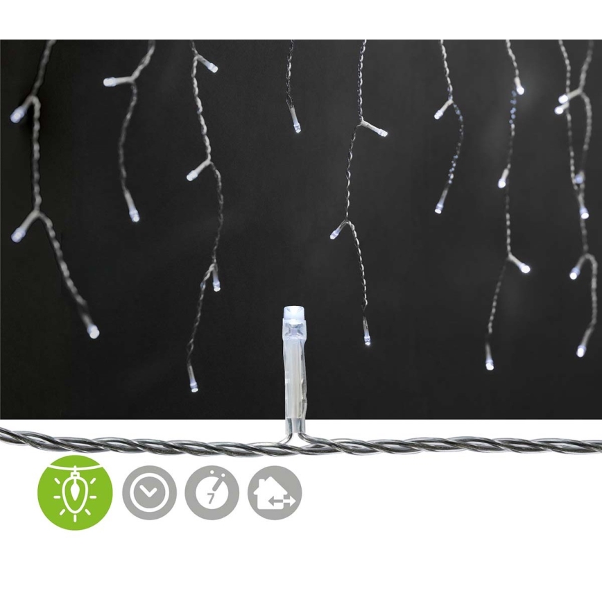 LED udendørs gardin 360 LED / 7 funktioner, 14 m, IP44, kold hvid