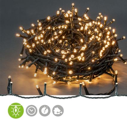 LED udendørs julelyskæde 720 LED/7 funktioner 57 m IP44 varm hvid