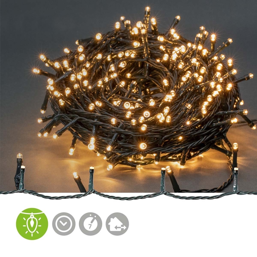 LED udendørs julelyskæde 720 LED/7 funktioner 57 m IP44 varm hvid