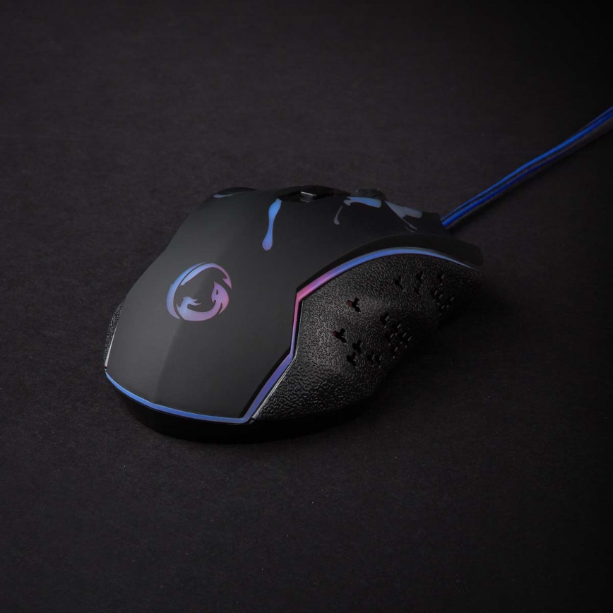 LED gaming-mus 1200/1800/2400/3600 DPI 6 knapper sort