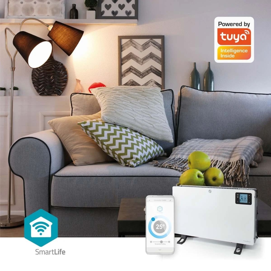 Elektrisk varmeovn/konvektor 750/1250/2000W/230V Wi-Fi Tuya + fjernbetjening