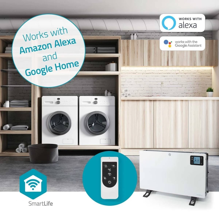 Elektrisk varmeovn/konvektor 750/1250/2000W/230V Wi-Fi Tuya + fjernbetjening