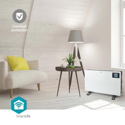 Elektrisk varmeovn/konvektor 750/1250/2000W/230V Wi-Fi Tuya + fjernbetjening