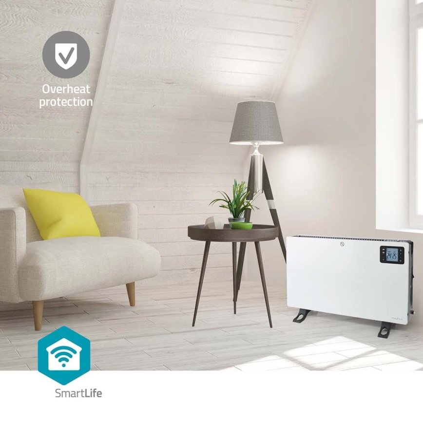 Elektrisk varmeovn/konvektor 750/1250/2000W/230V Wi-Fi Tuya + fjernbetjening