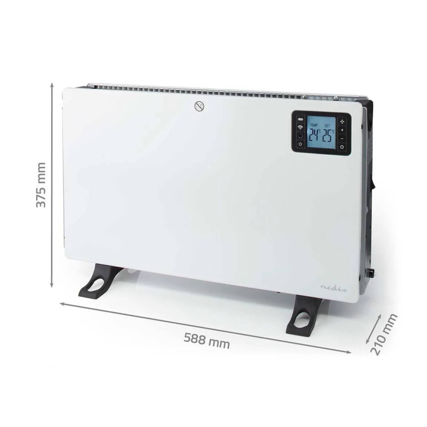 Elektrisk varmeovn/konvektor 750/1250/2000W/230V Wi-Fi Tuya + fjernbetjening