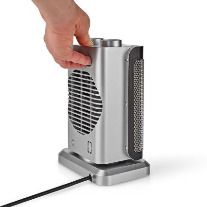 Ventilator med keramisk varmeelement 1000/1500W/230V sølvfarvet
