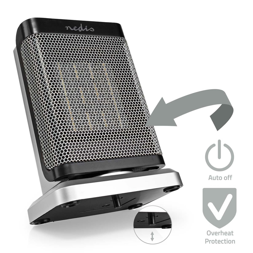Ventilator med keramisk varmeelement 1000/1500W/230V sølvfarvet