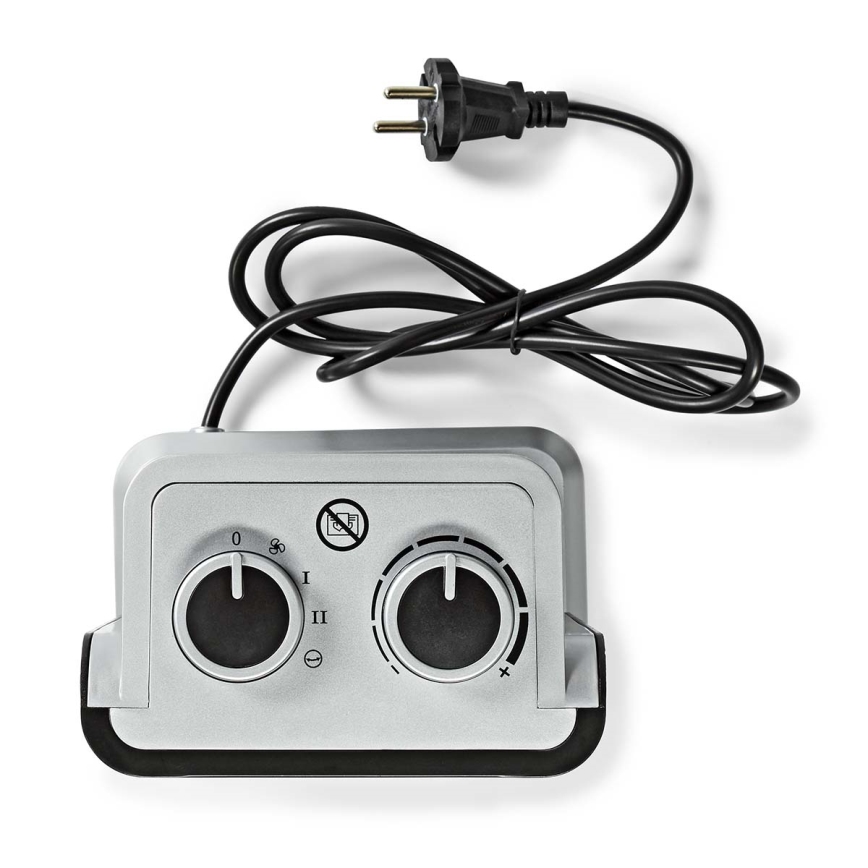 Ventilator med keramisk varmeelement 1000/1500W/230V sølvfarvet