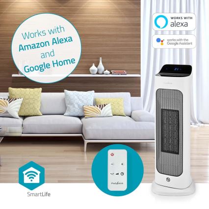 Ventilator med keramisk varmeelement Smartlife 1400/2000W/230V Wi-Fi Tuya + fjernbetjening