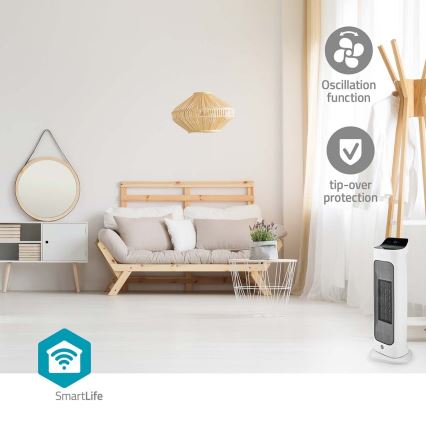 Ventilator med keramisk varmeelement Smartlife 400/2000W/230V Wi-Fi Tuya + fjernbetjening