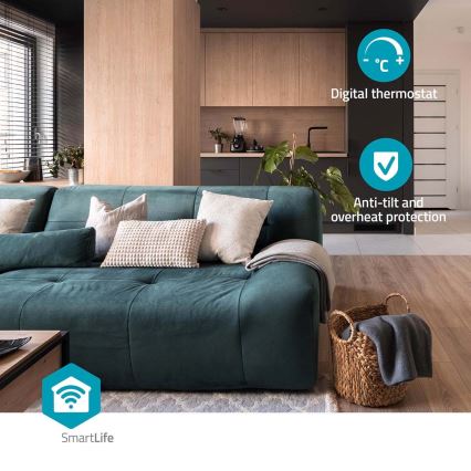 Ventilator med keramisk varmeelement Smartlife 1000/1500W/230V Wi-Fi Tuya + fjernbetjening