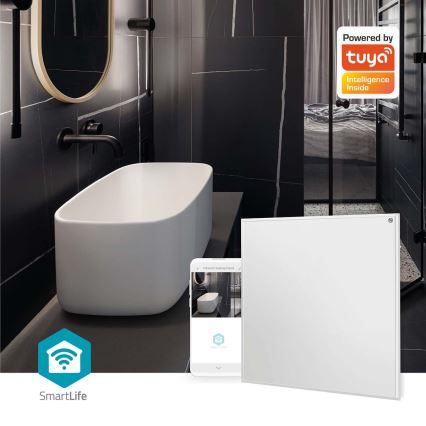 Infrarødt varmepanel 350W/230V 59,8x62 cm IP44 Wi‑Fi Tuya + fjernbetjening