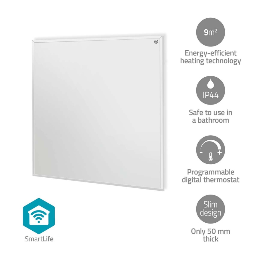 Infrarødt varmepanel 350W/230V 59,8x62 cm IP44 Wi‑Fi Tuya + fjernbetjening