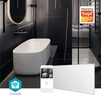 Infrarødt varmepanel 700 W/230 V, 120 x 62 cm, IP44, Tuya Wi‑Fi + fjernbetjening