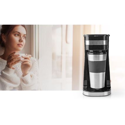 Kaffemaskine til 1 kop 0,4 l med travel krus