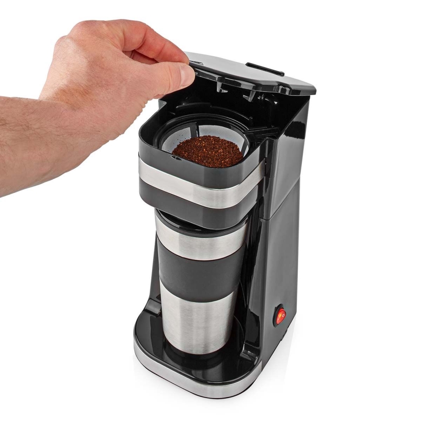 Kaffemaskine til 1 kop 0,4 l med travel krus