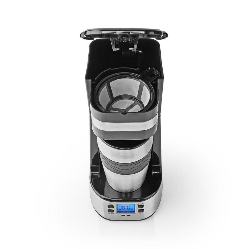 Kaffemaskine til én kop (0,4 l) med timer og termokrus