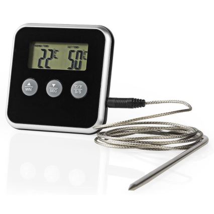 Stegetermometer med display og timer 0-250 °C 1xAAA