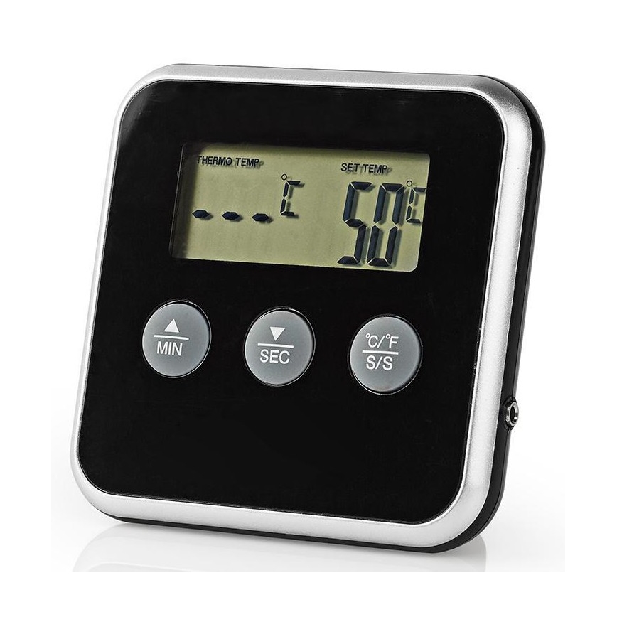 Stegetermometer med display og timer 0-250 °C 1xAAA