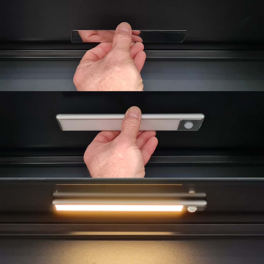 LED Genopladelig skabsbelysning med bevægelsessensor magnetisk LED/1W/1100 mAh 3000K