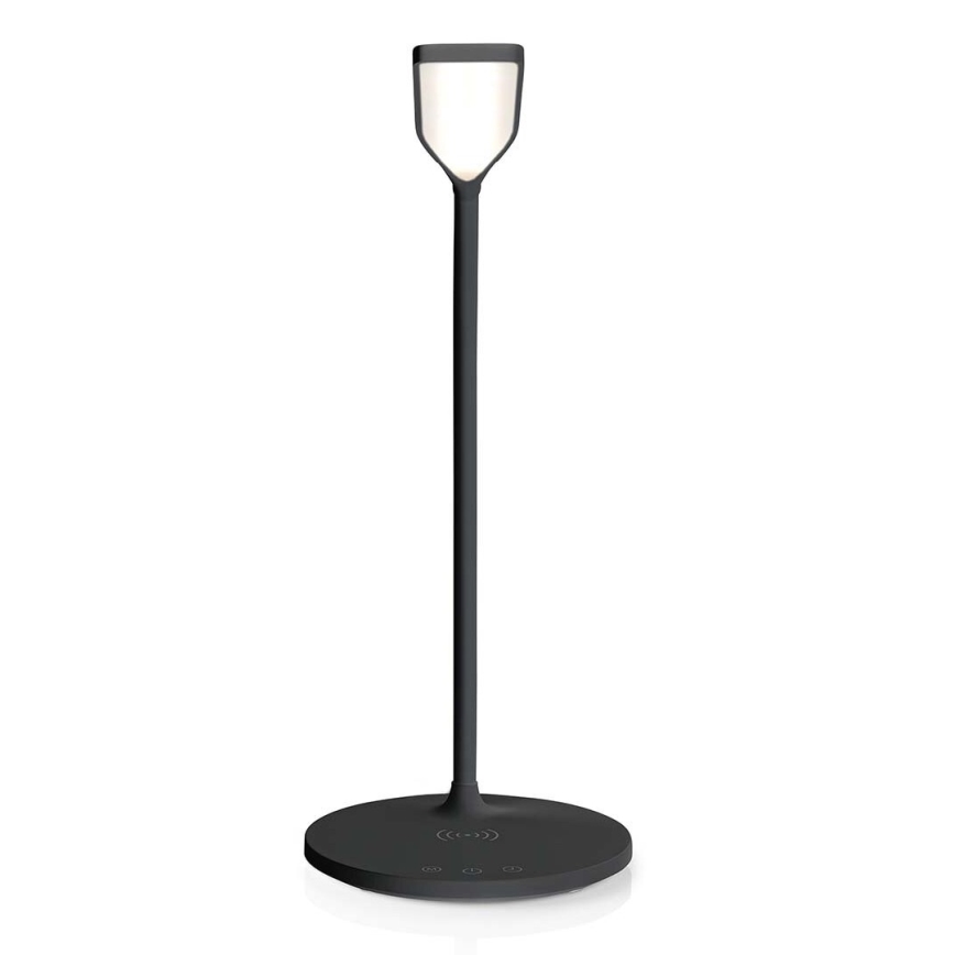 LED Dæmpbar touch-funktion flexible bordlampe med 15W trådløs opladning Qi LED/5,5W/230V 2700-6500K sort