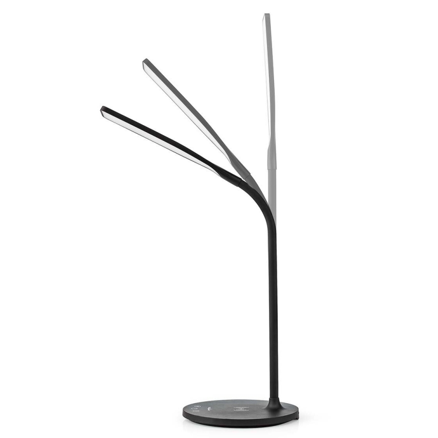 LED Dæmpbar touch-funktion flexible bordlampe med 15W trådløs opladning Qi LED/5,5W/230V 2700-6500K sort