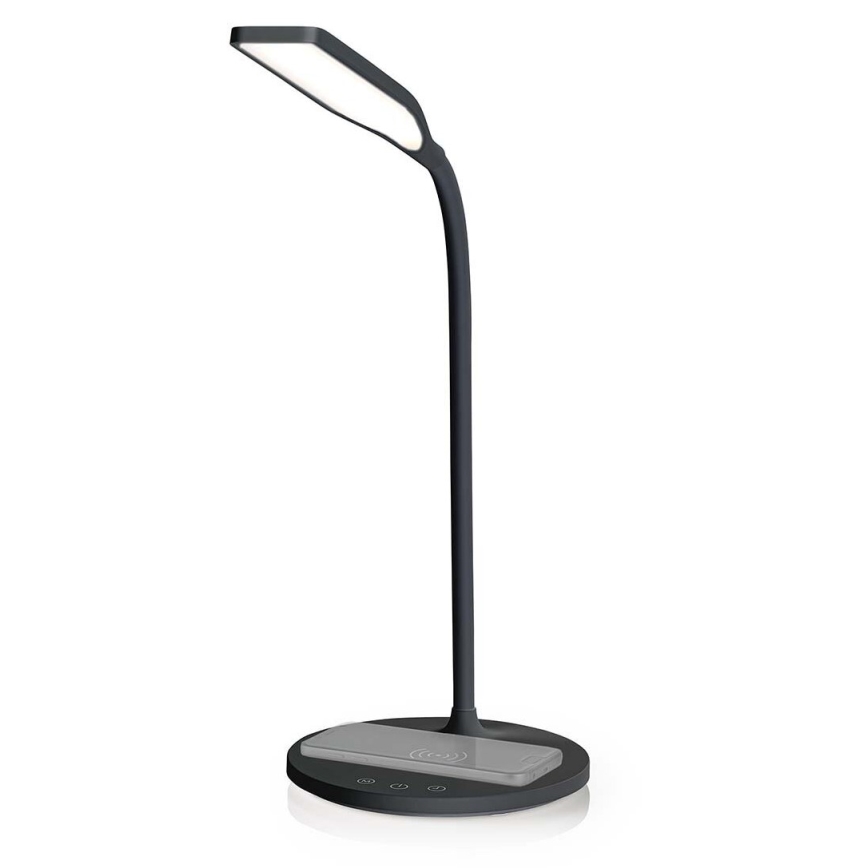 LED Dæmpbar touch-funktion flexible bordlampe med 15W trådløs opladning Qi LED/5,5W/230V 2700-6500K sort
