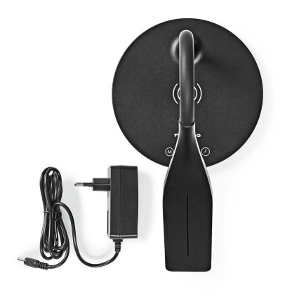 LED Dæmpbar touch-funktion flexible bordlampe med 15W trådløs opladning Qi LED/5,5W/230V 2700-6500K sort