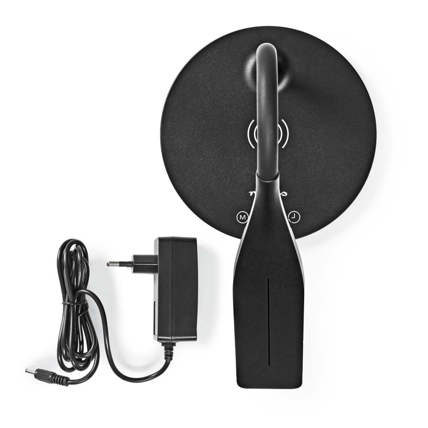 LED Dæmpbar touch-funktion flexible bordlampe med 15W trådløs opladning Qi LED/5,5W/230V 2700-6500K sort