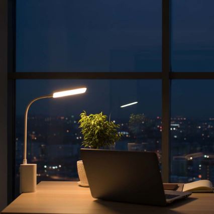 LED dæmpbar genopladelig berøringsbetjent fleksibel bordlampe med klemme LED/5W/1200 mAh hvid