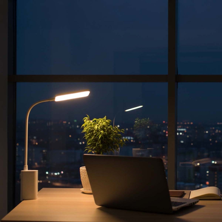 LED dæmpbar genopladelig berøringsbetjent fleksibel bordlampe med klemme LED/5W/1200 mAh hvid