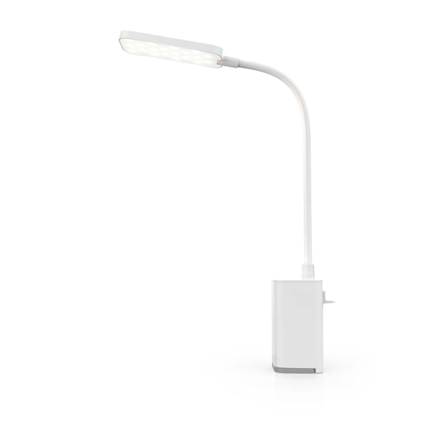 LED dæmpbar genopladelig berøringsbetjent fleksibel bordlampe med klemme LED/5W/1200 mAh hvid