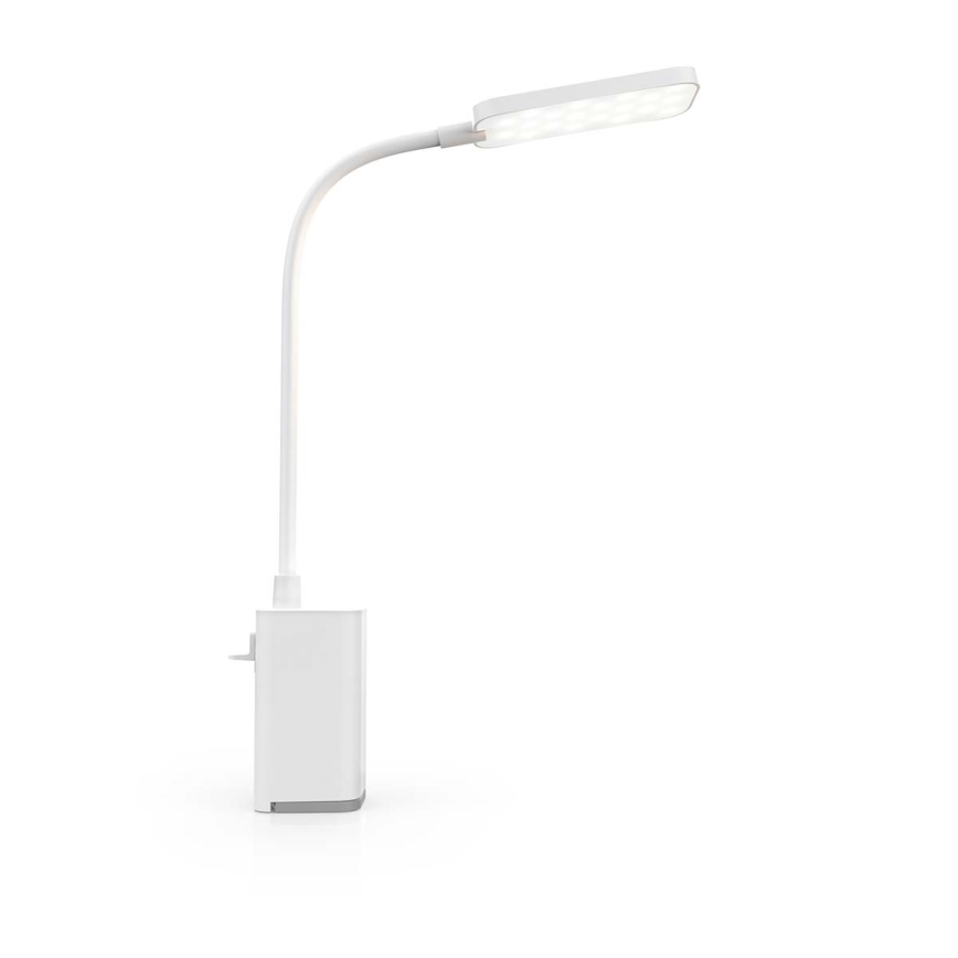 LED dæmpbar genopladelig berøringsbetjent fleksibel bordlampe med klemme LED/5W/1200 mAh hvid