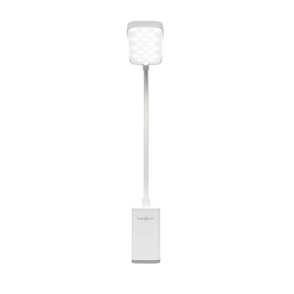 LED dæmpbar genopladelig berøringsbetjent fleksibel bordlampe med klemme LED/5W/1200 mAh hvid