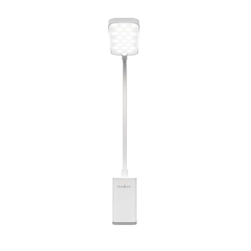 LED dæmpbar genopladelig berøringsbetjent fleksibel bordlampe med klemme LED/5W/1200 mAh hvid