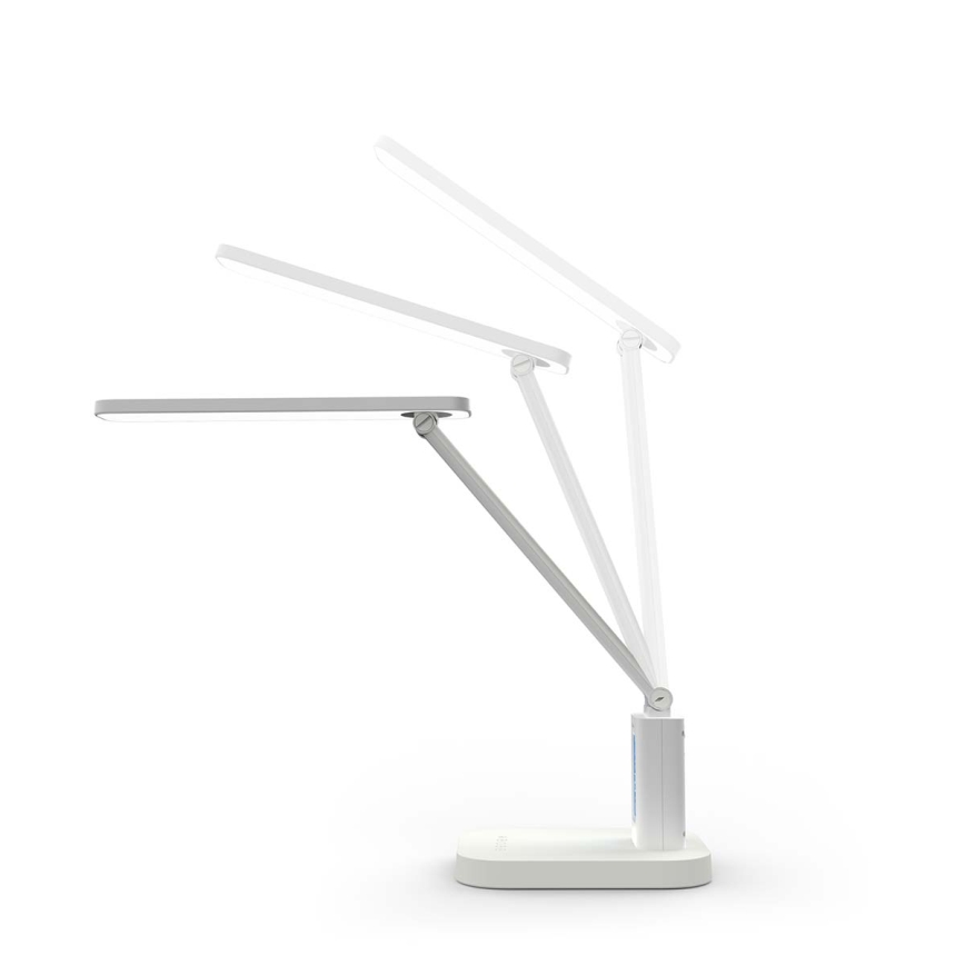 LED-dæmpbar genopladelig berøringsbetjent skrivebordslampe med display LED/7,5W/1200 mAh 3000/4000/5700K CRI 90 hvid