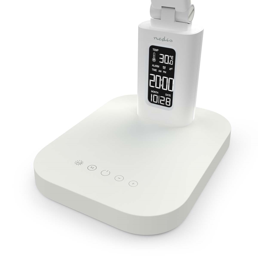 LED-dæmpbar genopladelig berøringsbetjent skrivebordslampe med display LED/7,5W/1200 mAh 3000/4000/5700K CRI 90 hvid