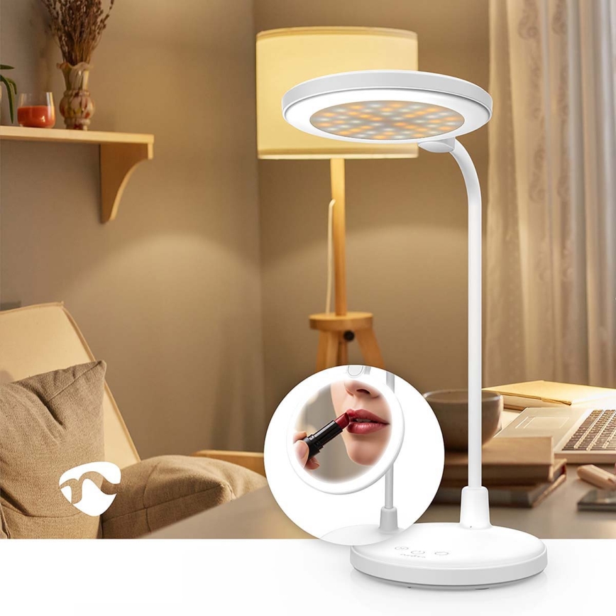 LED dæmpbar genopladelig berøringsbetjent lampe med spejl LED/6W/1200 mAh 3000/4000/5700K CRI 90 hvid