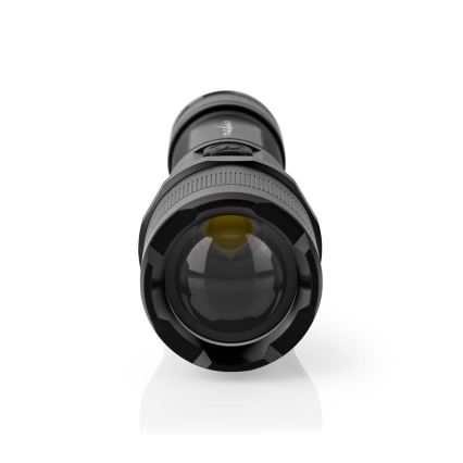 Dæmpbar genopladelig lommelygte i aluminium, LED/10W/5V, 2200 mAh, IPX4, sort