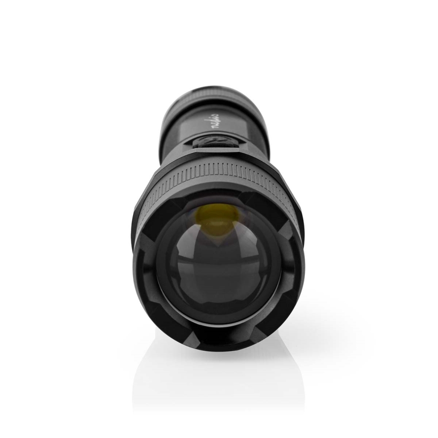 Dæmpbar genopladelig lommelygte i aluminium, LED/10W/5V, 2200 mAh, IPX4, sort