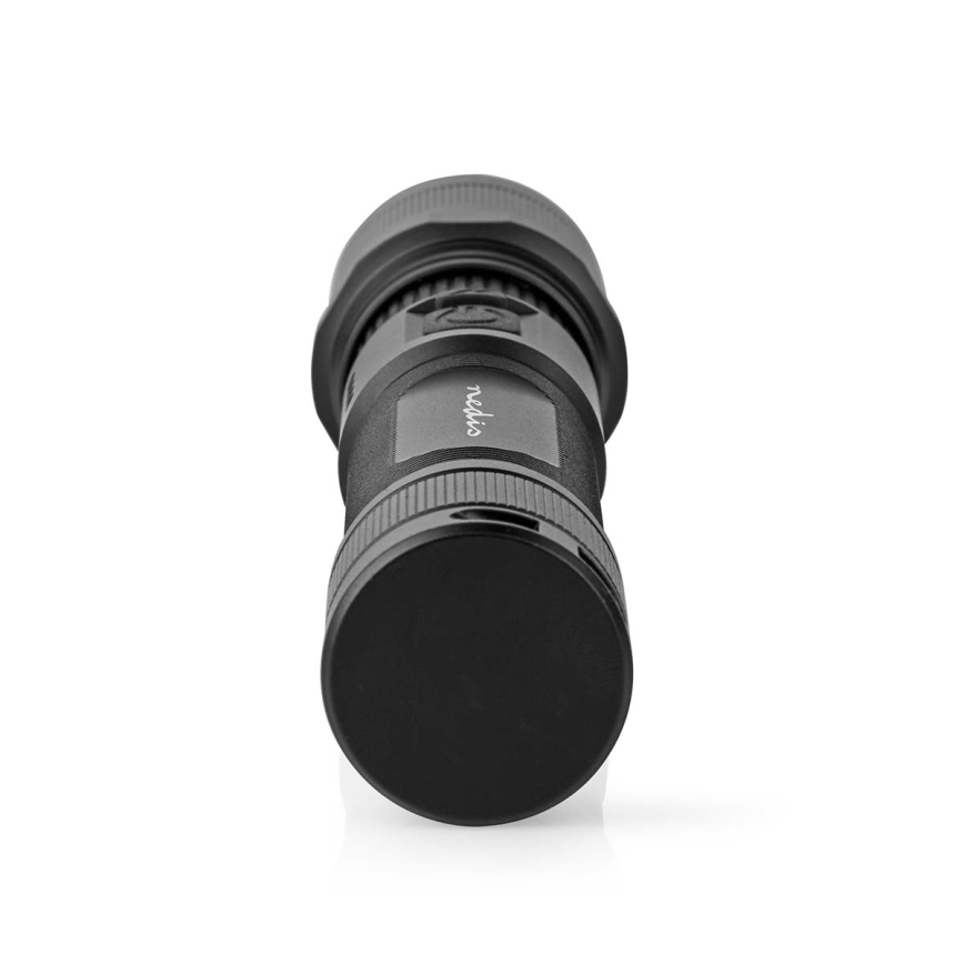 Dæmpbar genopladelig lommelygte i aluminium, LED/10W/5V, 2200 mAh, IPX4, sort