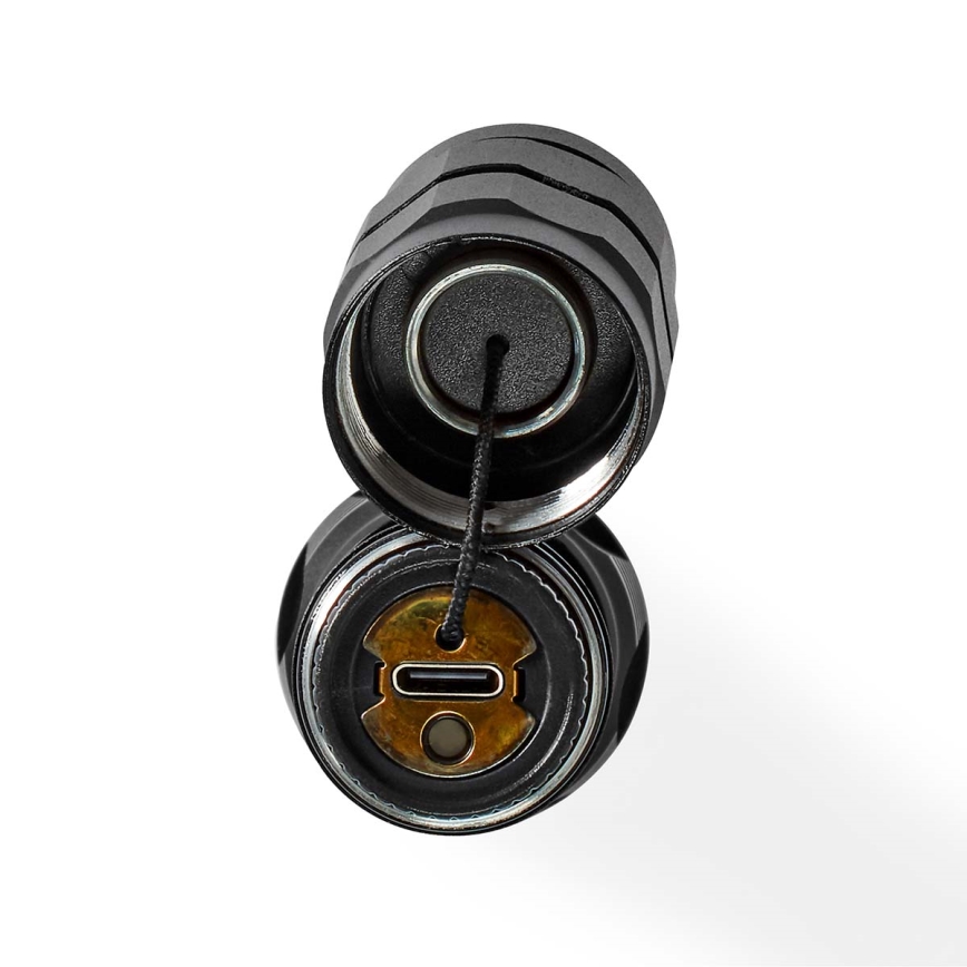 Dæmpbar genopladelig lommelygte i aluminium LED/10W/5V 2200 mAh IPX7 sort