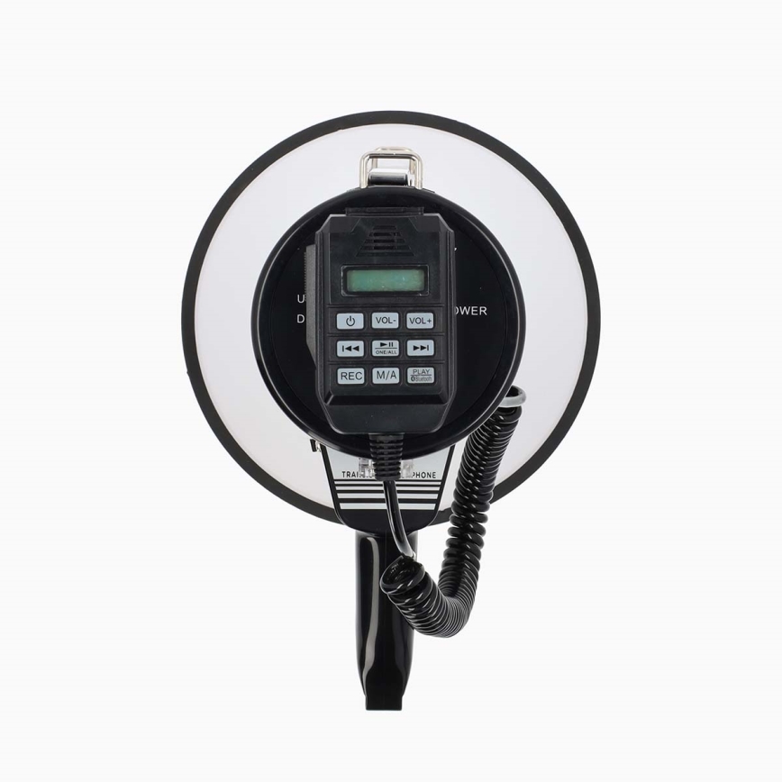 Megafon med ekstern mikrofon USB 25W/8xC hvid/sort
