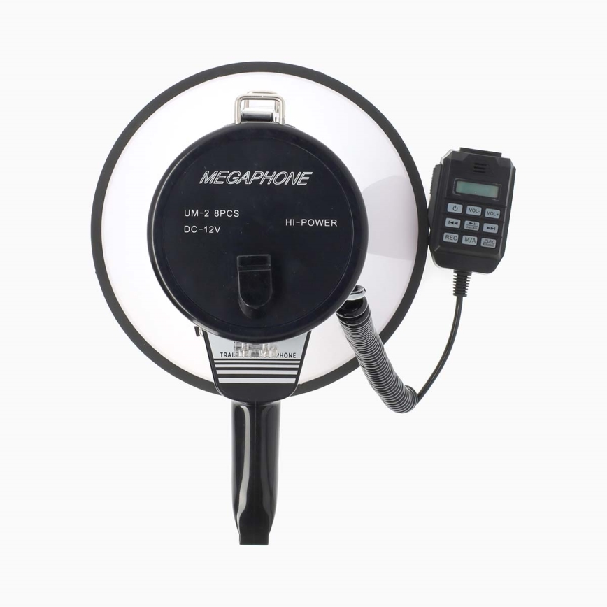 Megafon med ekstern mikrofon USB 25W/8xC hvid/sort