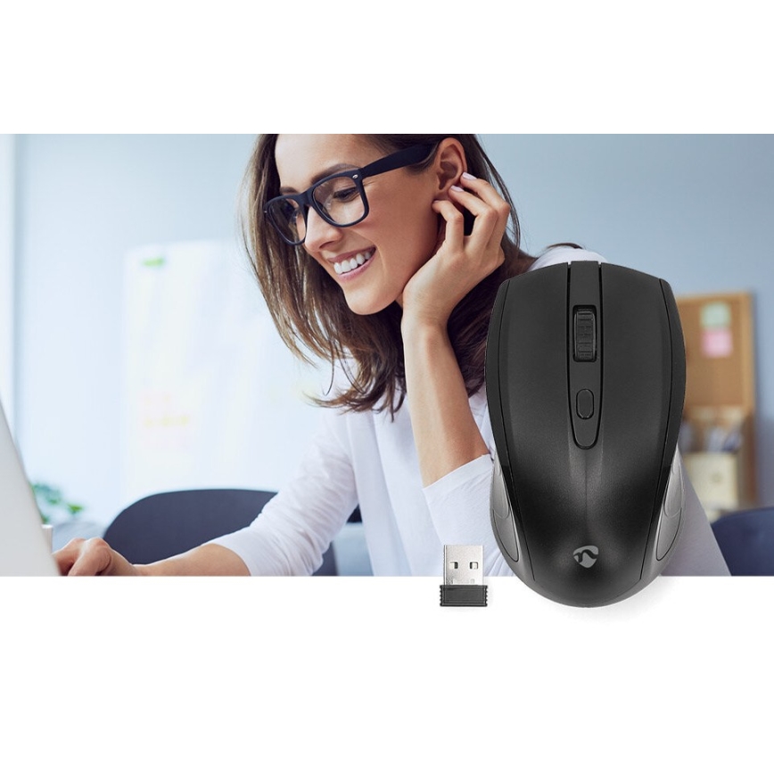 Trådløs mus 800/1200/1600 DPI 2xAAA sort