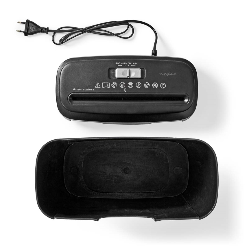 Papirstrimlemaskine til A4, kapacitet 10 l, 230 V, sort